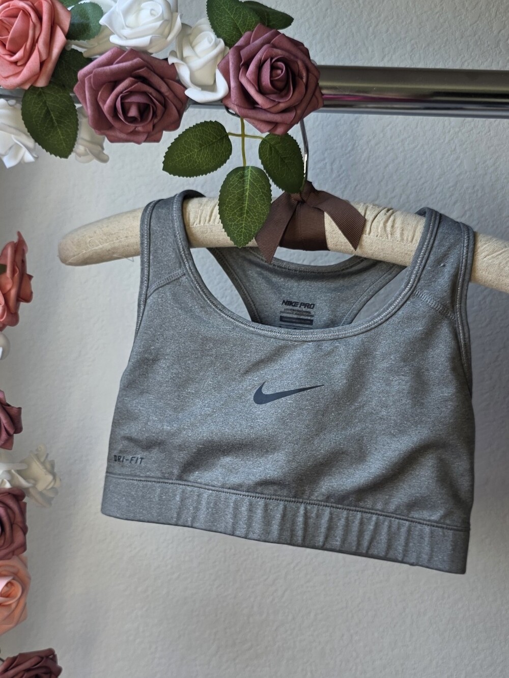 Nike Gray Dri-FIT Racerback Sports Bra